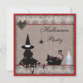 Alice Witch & Cheshire Cat Halloween-Party Einladung