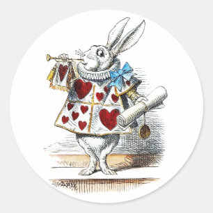 Alice Wonderland Hearts Tasche Runder Aufkleber