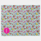 Alice Wonderland Mad Hatter Cat Doodle Art von Lea Fleecedecke (Vorderseite (Horizontal))