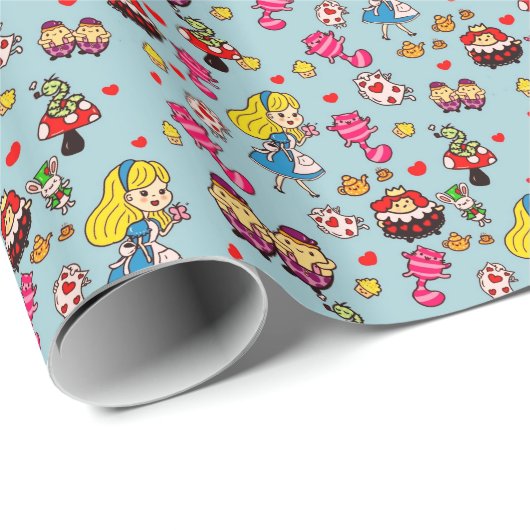 Alice Wonderland Mad Hatter Cat Doodle Art von Lea Geschenkpapier (Rolleneckpunkt)