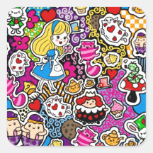 Alice Wonderland Mad Hatter Cat Doodle Art von Lea