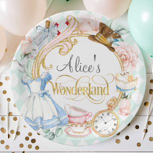 Alice Wonderland mad hatter Tee Party Geburtstag P Pappteller