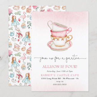 Alice Wonderland Par-Tea Girl Tea Geburtstagsparty Einladung