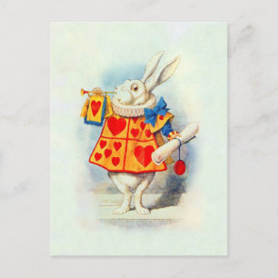 Alice Wonderland ~ Postcard Rabbit Red Hearts Postkarte
