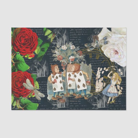 Alice Wonderland Rose Karten Literaturzettel Seidenpapier (Vorderseite)