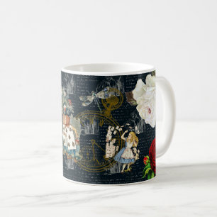 Alice Wonderland Rosen Karten Literarischer blauer Kaffeetasse