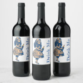 Alice Wonderland Silhouette Drink Me Label Wein Weinetikett (Flaschen)