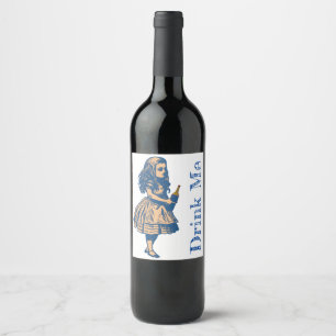 Alice Wonderland Silhouette Drink Me Label Wein Weinetikett