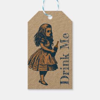 Alice Wonderland Silhouette Drink Me Navy Gift Tag Geschenkanhänger