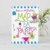 Alice Wonderland Whimsical Tee Geburtstagsparty Einladung (Stehend Vorderseite)