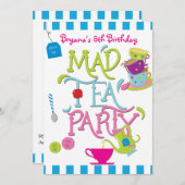 Alice Wonderland Whimsical Tee Geburtstagsparty Einladung (Vorne/Hinten)