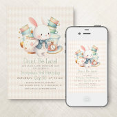 Alice Wonderland White Kanbit Birthday Einladung