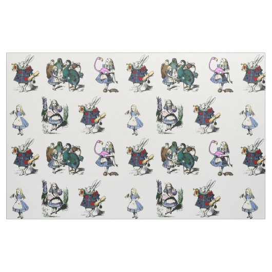 Alice Wonderland White Rabbit Märchen MEDIUM Stoff (Fat Quarter (45,7 x 55,9 cm))