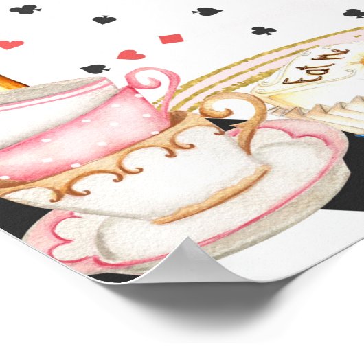 Alice wunderland mad hatt Party Begrüßungszeichen Poster (Ecke)