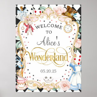 Alice wunderland mad hatt Party Begrüßungszeichen Poster