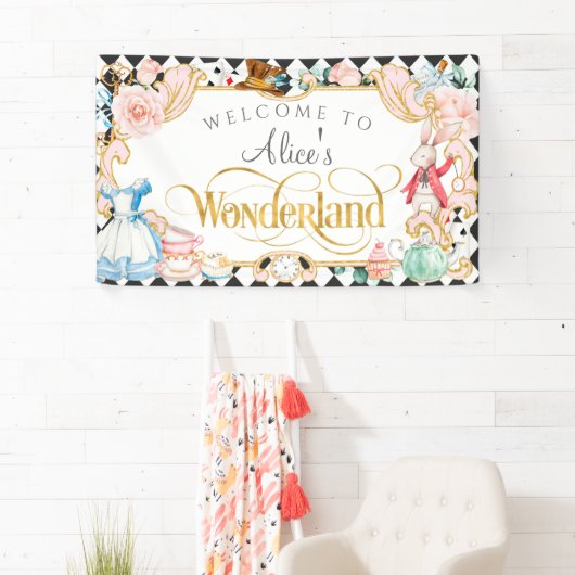 Alice Wunderland Wahnsinns Tee Party Hintergrund Banner (Insitu)