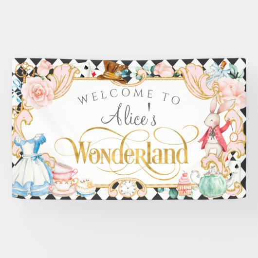 Alice Wunderland Wahnsinns Tee Party Hintergrund Banner (Horizontal)