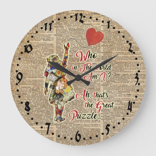 Alice, wütendes Hutmacher &Rabbit Vintages Große Wanduhr (Vorderseite)