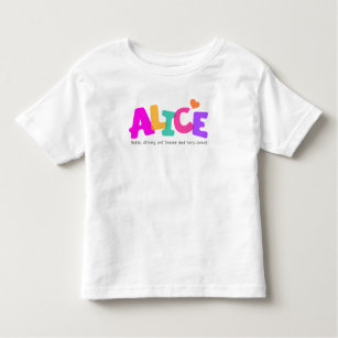 Alicebeschriftet Namensbedeutungs-Mädchenblase Kleinkind T-shirt