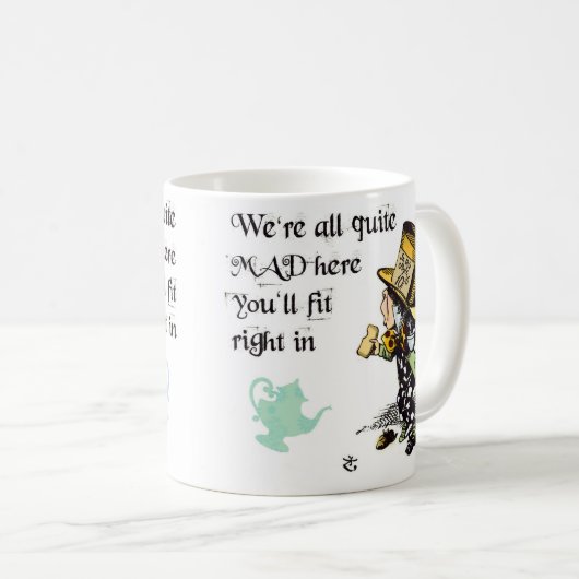 Alices Abenteuer im Märchenland, wütende Hutmacher Kaffeetasse (VorderseiteRechts)