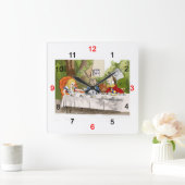 Alice's Adventures in Wonderland Quadratische Wanduhr (Zuhause)