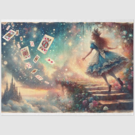 Alice's Ascent To Enchanted Castle Decoupage Seidenpapier (Vorderseite)