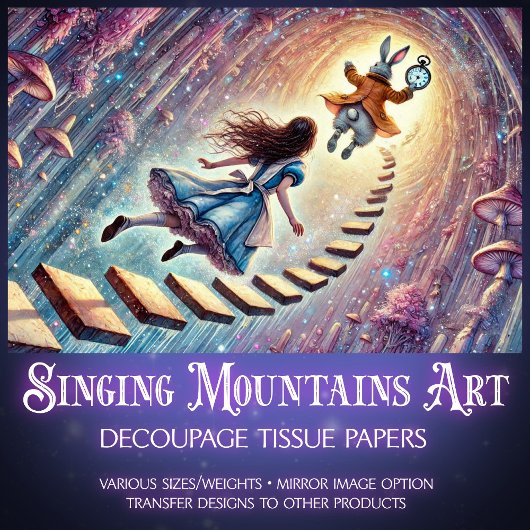Alices bezauberter Wunderland-Abstieg  Decoupage Seidenpapier