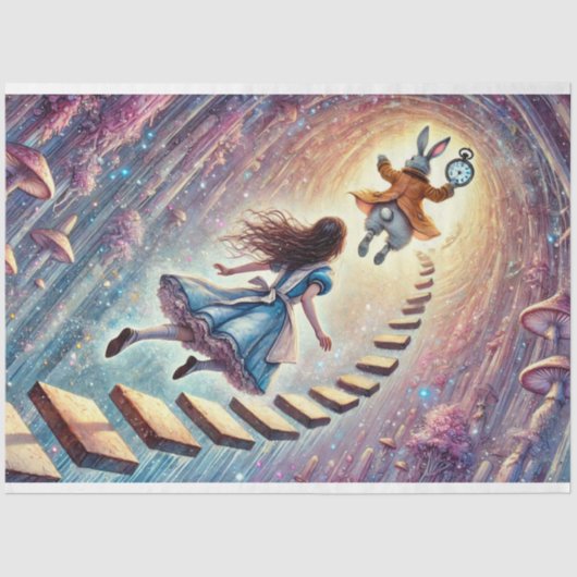 Alice's Enchanted Wonderland Descent  Decoupage Seidenpapier (Vorderseite)