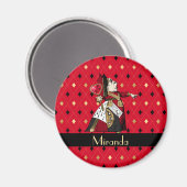 Alice's Queen of Hearts in Red Personalisiert Magnet (Vorderseite/Rückseite)