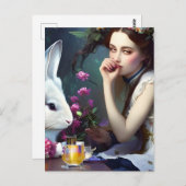 Alices Tea Party mit der Kaninchen-Postkarte Postkarte (Vorne/Hinten)