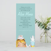 Alices Tee-Party-Baby oder Brautparty-Blau Einladung (Stehend Vorderseite)