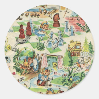 Alices Vintage-Wunderland Runder Aufkleber