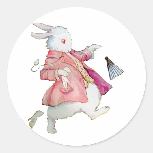 Alice's weißes Kaninchen in Wunderland Runder Aufkleber (Vorderseite)