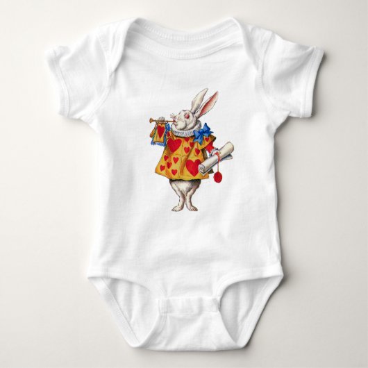 ALICE'S WHITE RABBIT IN WONDERLAND BABY STRAMPLER (Vorderseite)
