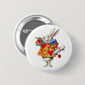 ALICE'S WHITE RABBIT IN WONDERLAND BUTTON (Vorne & Hinten)