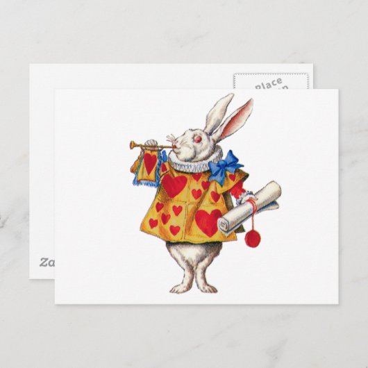 ALICE'S WHITE RABBIT IN WONDERLAND POSTKARTE (Vorne/Hinten)
