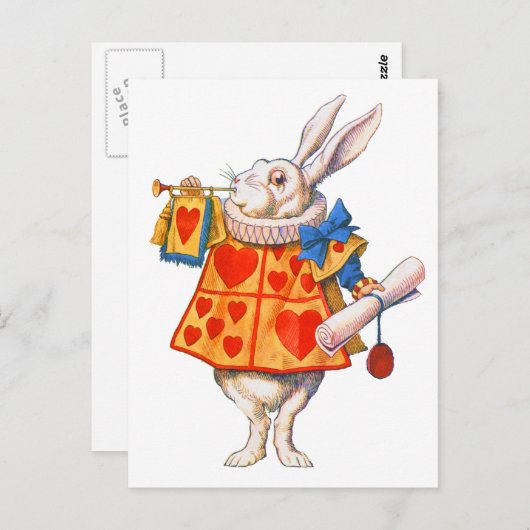 ALICE'S WHITE RABBIT POSTKARTE (Vorne/Hinten)