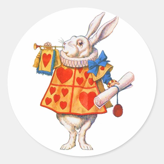 ALICE'S WHITE RABBIT RUNDER AUFKLEBER (Vorderseite)