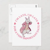 ALICE'S WHITE RABBIT SAGT, ICH BIN SPÄT, ICH BIN S POSTKARTE (Vorne/Hinten)