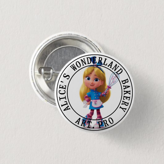 Alice's Wunderland-Bäckerei Button (Vorne & Hinten)