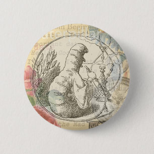 Alices Wunderland-Raupe: Original Tenniel Button