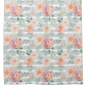 Alicia-Rosen-Streifen-Muster Duschvorhang (Vorderseite)