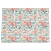 Alicia-Rosen-Streifen-Muster Große Geschenktüte (Vorderseite)