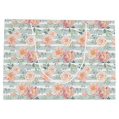 Alicia-Rosen-Streifen-Muster Große Geschenktüte (Rückseite)