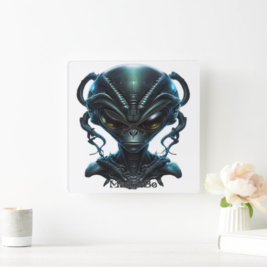 "Alien 30" Quadratische Wanduhr (Zuhause)