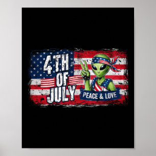Alien 4. Juli American Flag Ufo Poster