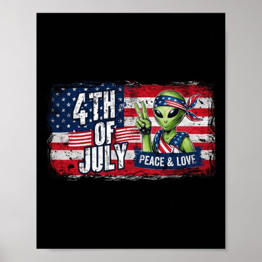 Alien 4. Juli American Flag Ufo Poster (Vorne)