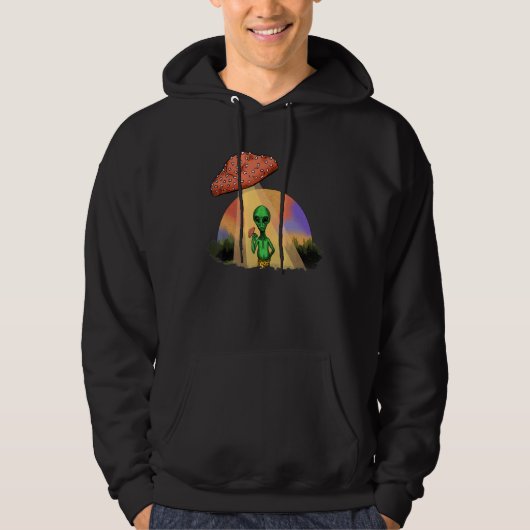 Alien Abducted UFO Mushroom Psychedelic Trippy Out Hoodie (Vorderseite)