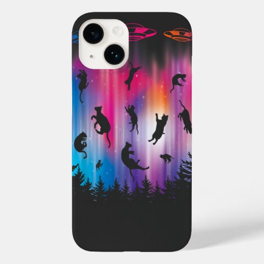 Alien Abduction Cat Flying Saucer Funny UFO Case-Mate iPhone Hülle (Rückseite)
