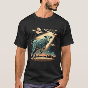Alien Abduction Cow UFO Raumschiff Extraterrestria T-Shirt